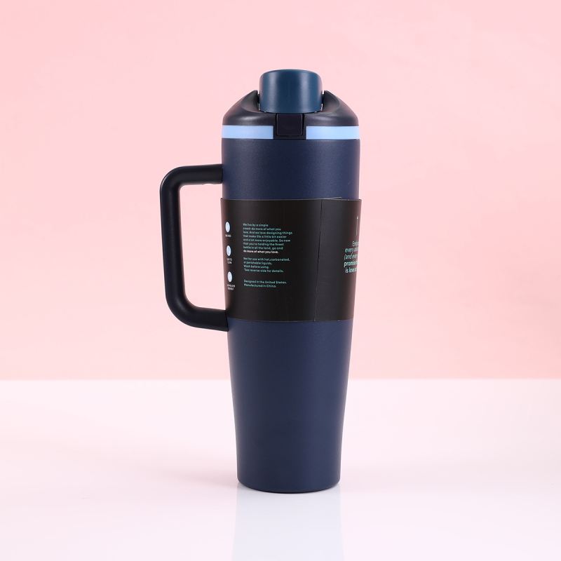 Cana termică pentru mașină cu mâner, 40 oz, oțel inoxidabil 304 în interior, 201 în exterior, capacitate mare