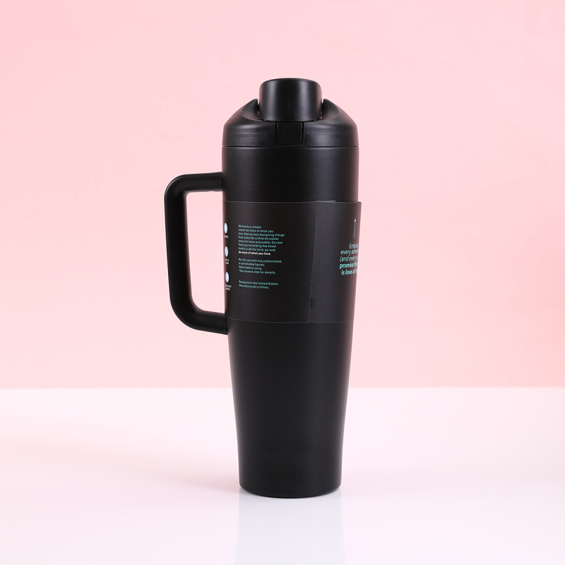 Cana termică pentru mașină cu mâner, 40 oz, oțel inoxidabil 304 în interior, 201 în exterior, capacitate mare