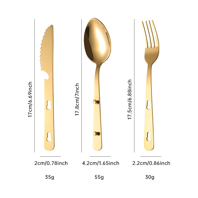 Set de tacâmuri pentru picnic în aer liber, 3 piese: cuțit, furculiță și lingură, oțel inoxidabil 430, portabil, argintiu