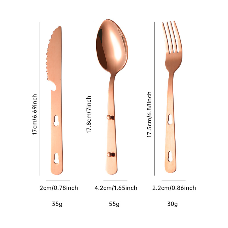Set de tacâmuri pentru picnic în aer liber, 3 piese: cuțit, furculiță și lingură, oțel inoxidabil 430, portabil, argintiu