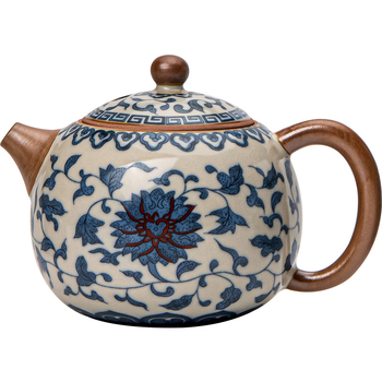 Gaiwan din ceramică Huang Ru Kiln, Lotus Împletit — ceașcă de maestru și accesorii ceai în stil chinezesc nou
