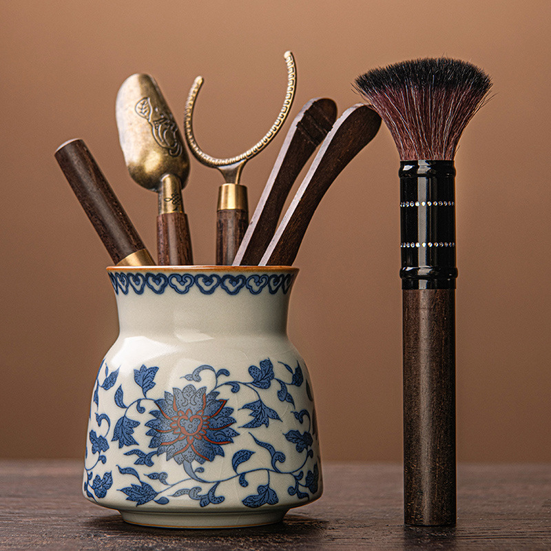 Gaiwan din ceramică Huang Ru Kiln, Lotus Împletit — ceașcă de maestru și accesorii ceai în stil chinezesc nou