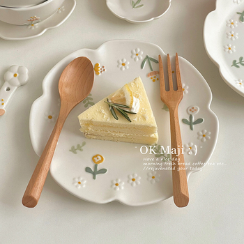 Farfurie de masă din ceramică Little Daisy, în formă de floare, diametrul 12 cm, uz casnic, stil simplu
