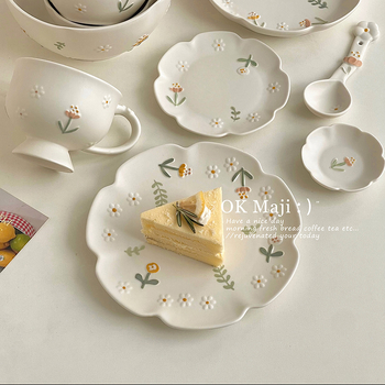 Farfurie de masă din ceramică Little Daisy, în formă de floare, diametrul 12 cm, uz casnic, stil simplu