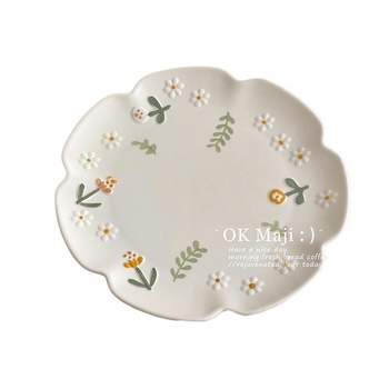 Farfurie de masă din ceramică Little Daisy, în formă de floare, diametrul 12 cm, uz casnic, stil simplu