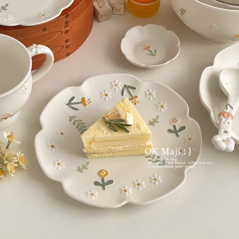 Farfurie de masă din ceramică Little Daisy, în formă de floare, diametrul 12 cm, uz casnic, stil simplu
