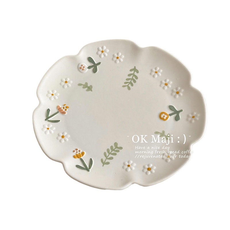 Farfurie de masă din ceramică Little Daisy, în formă de floare, diametrul 12 cm, uz casnic, stil simplu
