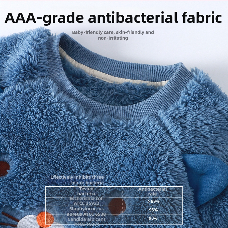 Gyerekeknek készült vastag fleece-béléses pizsama szett, őszi–téli szezonra, meleg, uniszex, otthoni és utcai viselet