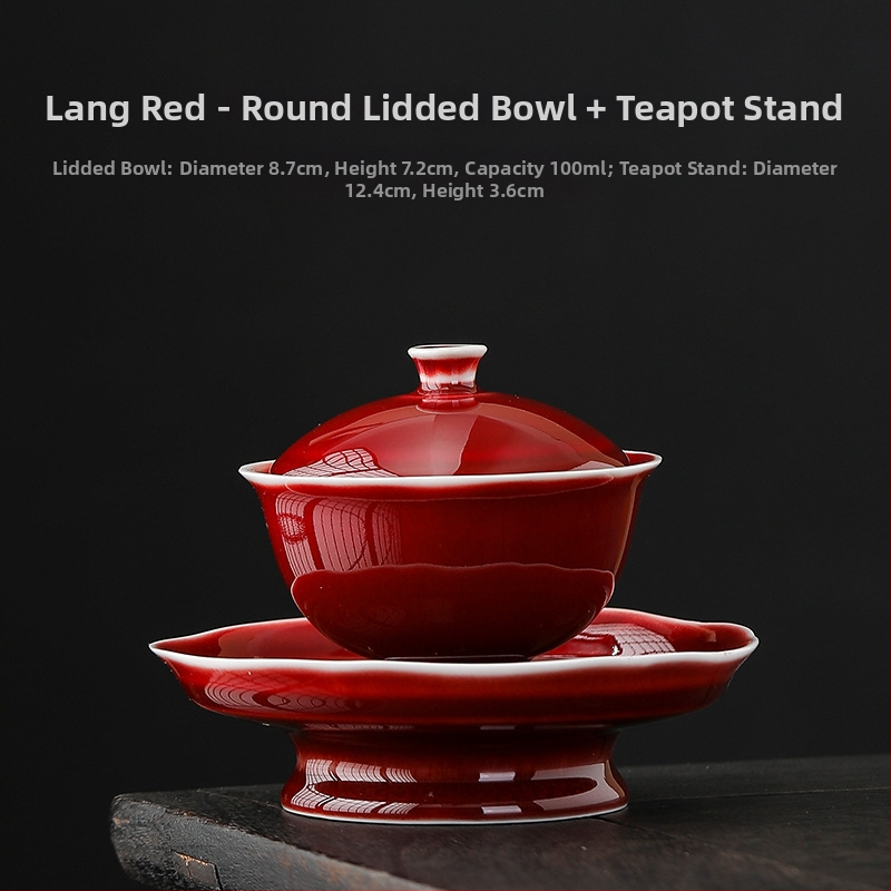 Lang Hong gaiwan tri-color cu încrustație de argint, motiv Yuanbao, ceașcă ceramică Gongfu ceai