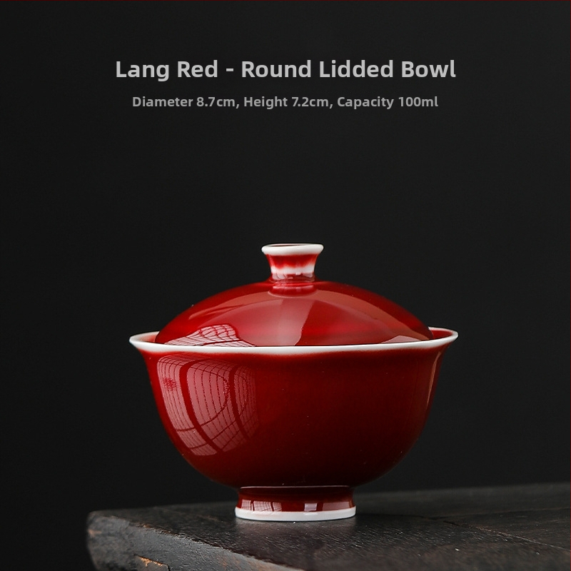 Lang Hong gaiwan tri-color cu încrustație de argint, motiv Yuanbao, ceașcă ceramică Gongfu ceai