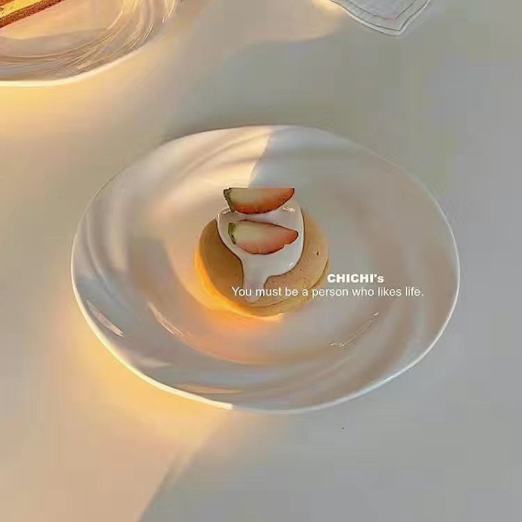 Farfurie albă de porțelan pentru cină, rotundă, design minimalist, farfurie ceramică pentru mese și deserturi, veselă de uz casnic