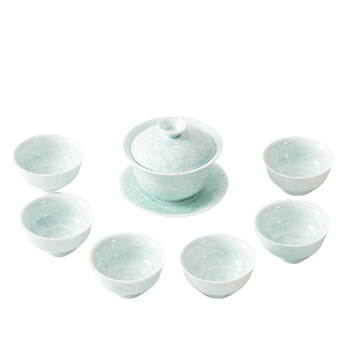 Cana cu glazură cristalină pentru Gongfu – ceașcă ceramică pentru ceai, gaiwan cu trei părți