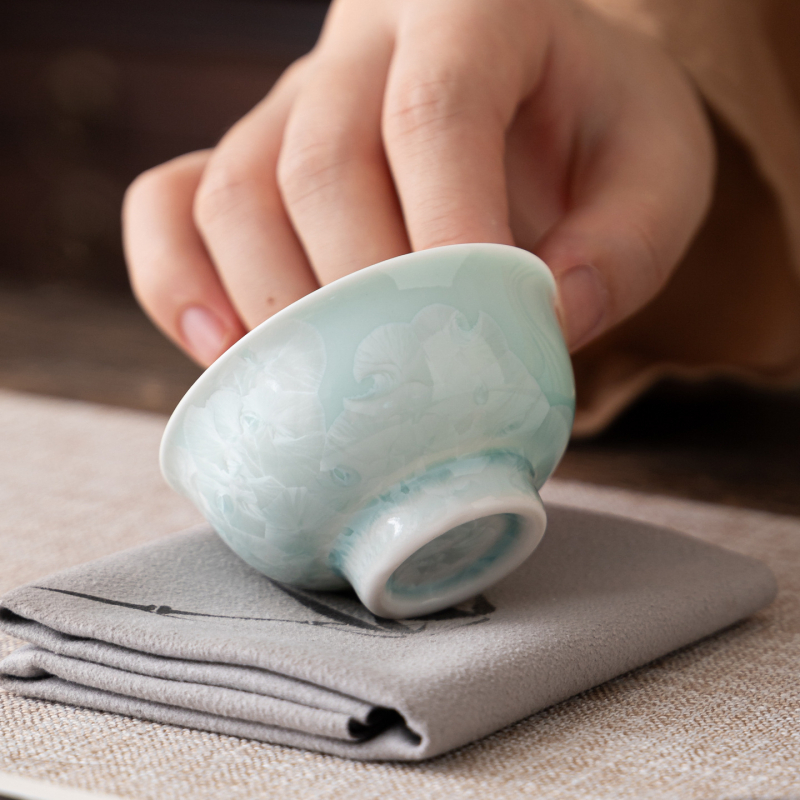 Cana cu glazură cristalină pentru Gongfu – ceașcă ceramică pentru ceai, gaiwan cu trei părți