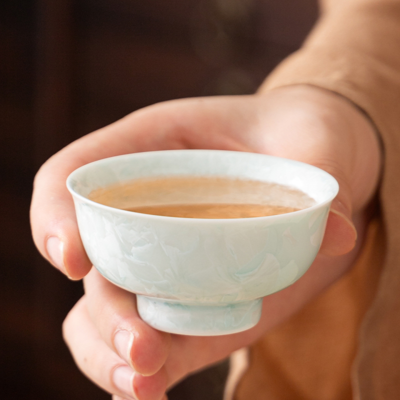 Cana cu glazură cristalină pentru Gongfu – ceașcă ceramică pentru ceai, gaiwan cu trei părți