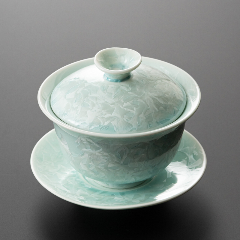 Cana cu glazură cristalină pentru Gongfu – ceașcă ceramică pentru ceai, gaiwan cu trei părți
