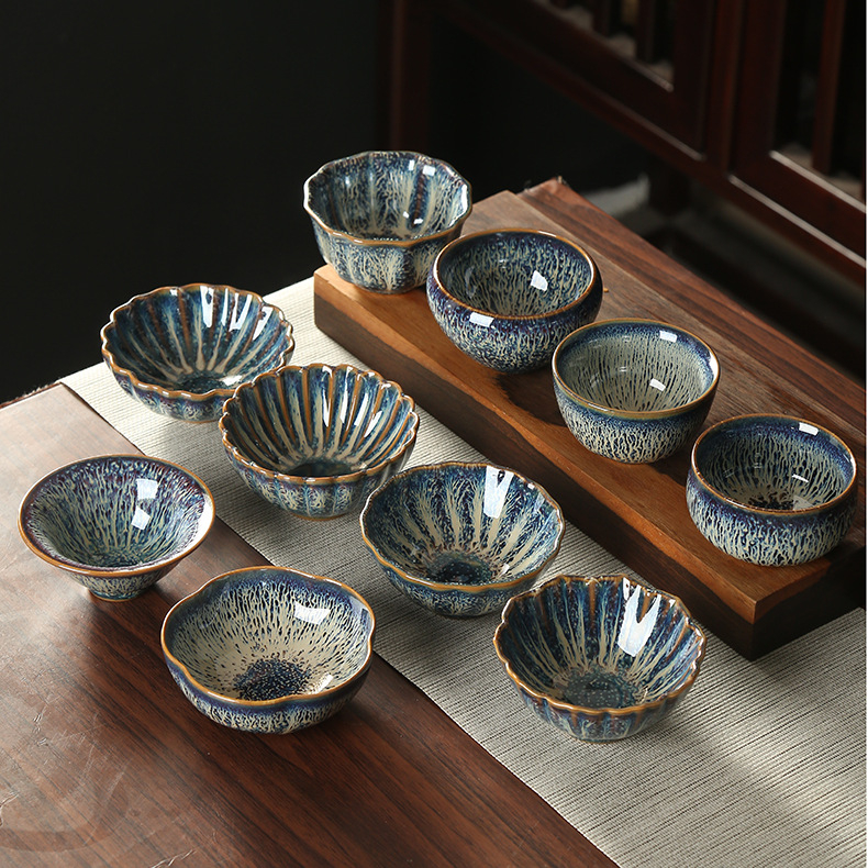 Ceșă Maestru Jianzhan din porțelan alb, vas ceramic pentru ceai Kung Fu, bol ceramic cu finisaj periat, stil retro elegant