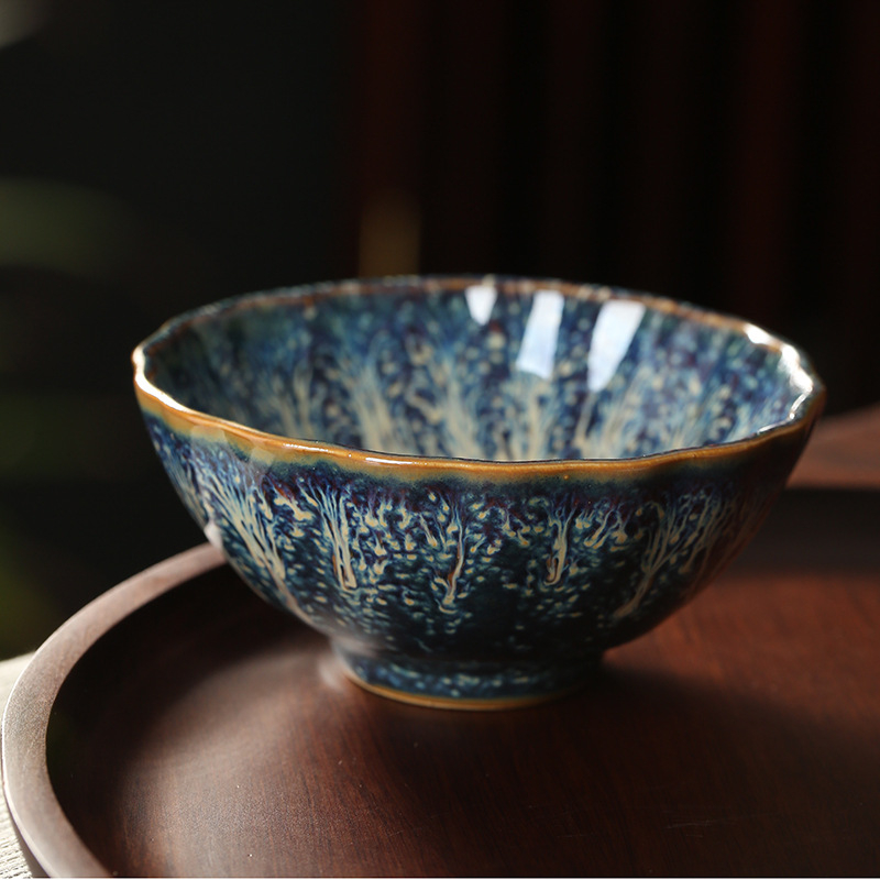Ceșă Maestru Jianzhan din porțelan alb, vas ceramic pentru ceai Kung Fu, bol ceramic cu finisaj periat, stil retro elegant