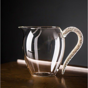 Pahar de ceai din sticlă borosilicat rezistentă la căldură, cu mâner colorat, pentru servirea ceaiului