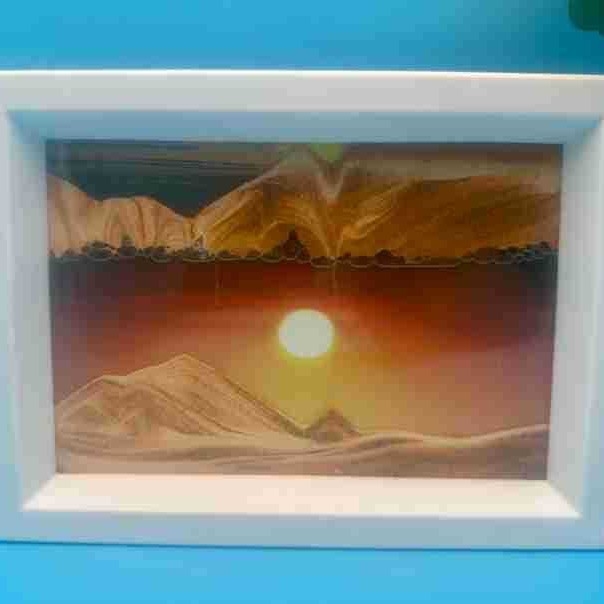 Pictură 3D cu nisip de 7 inci – ornament din sticlă pentru living și birou, artă de relaxare