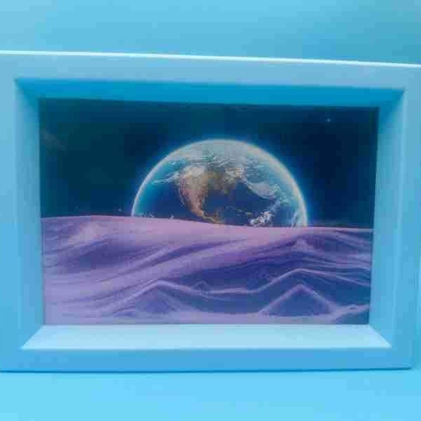 Pictură 3D cu nisip de 7 inci – ornament din sticlă pentru living și birou, artă de relaxare