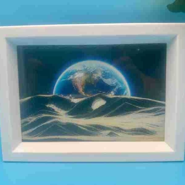 Pictură 3D cu nisip de 7 inci – ornament din sticlă pentru living și birou, artă de relaxare