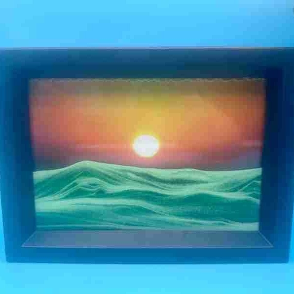 Pictură 3D cu nisip de 7 inci – ornament din sticlă pentru living și birou, artă de relaxare