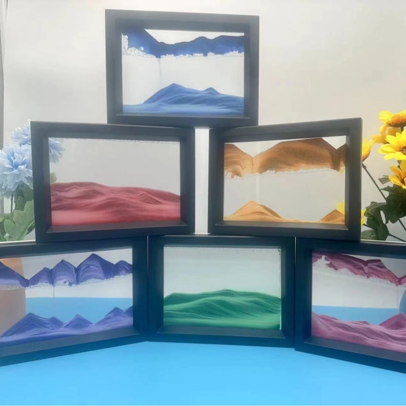 Pictură 3D cu nisip de 7 inci – ornament din sticlă pentru living și birou, artă de relaxare
