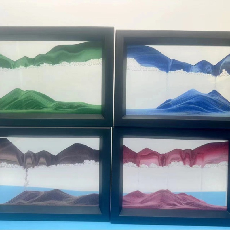 Pictură 3D cu nisip de 7 inci – ornament din sticlă pentru living și birou, artă de relaxare