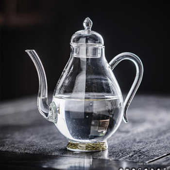 Ceainic din sticlă cu design inspirat din Dinastia Song, set de ceai din sticlă borosilicată rezistentă la căldură