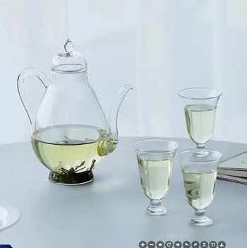 Ceainic din sticlă cu design inspirat din Dinastia Song, set de ceai din sticlă borosilicată rezistentă la căldură