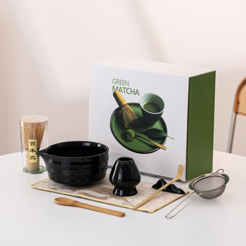 Set japonez de matcha cu tel pentru ceai și bol de matcha cu gură – accesorii ceramice pentru ceremonia ceaiului, stil modern