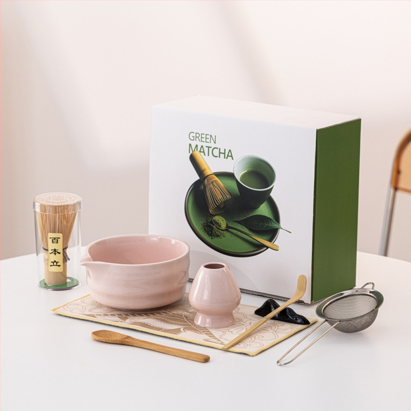 Set japonez de matcha cu tel pentru ceai și bol de matcha cu gură – accesorii ceramice pentru ceremonia ceaiului, stil modern