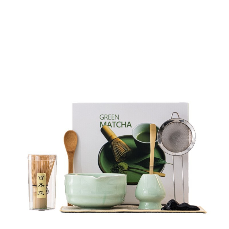 Set japonez de matcha cu tel pentru ceai și bol de matcha cu gură – accesorii ceramice pentru ceremonia ceaiului, stil modern