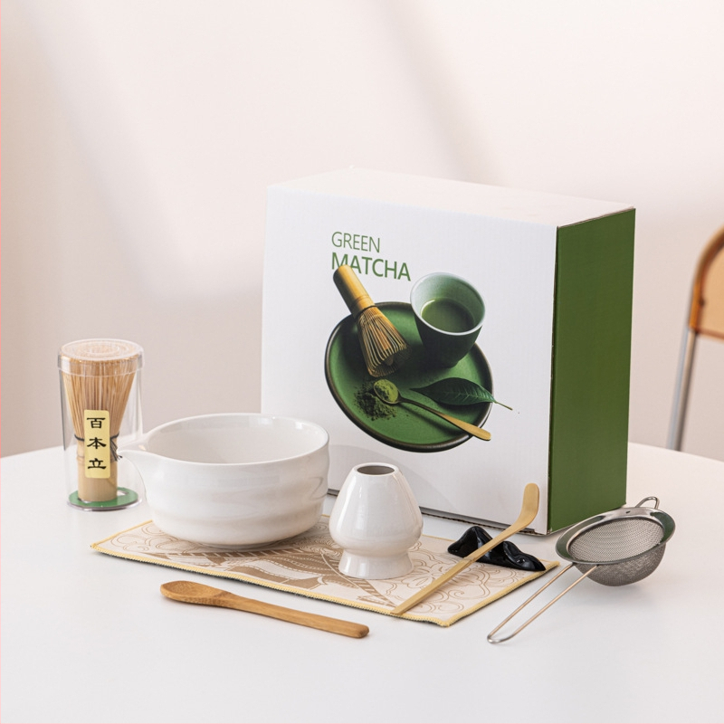 Set japonez de matcha cu tel pentru ceai și bol de matcha cu gură – accesorii ceramice pentru ceremonia ceaiului, stil modern