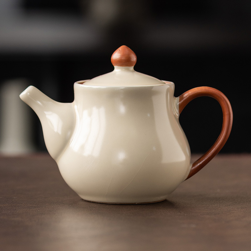 Ceainic Ruyao bej, 2024 model nou, set Kung Fu pentru ceai, stil Xishi, ceramic pentru uz casnic