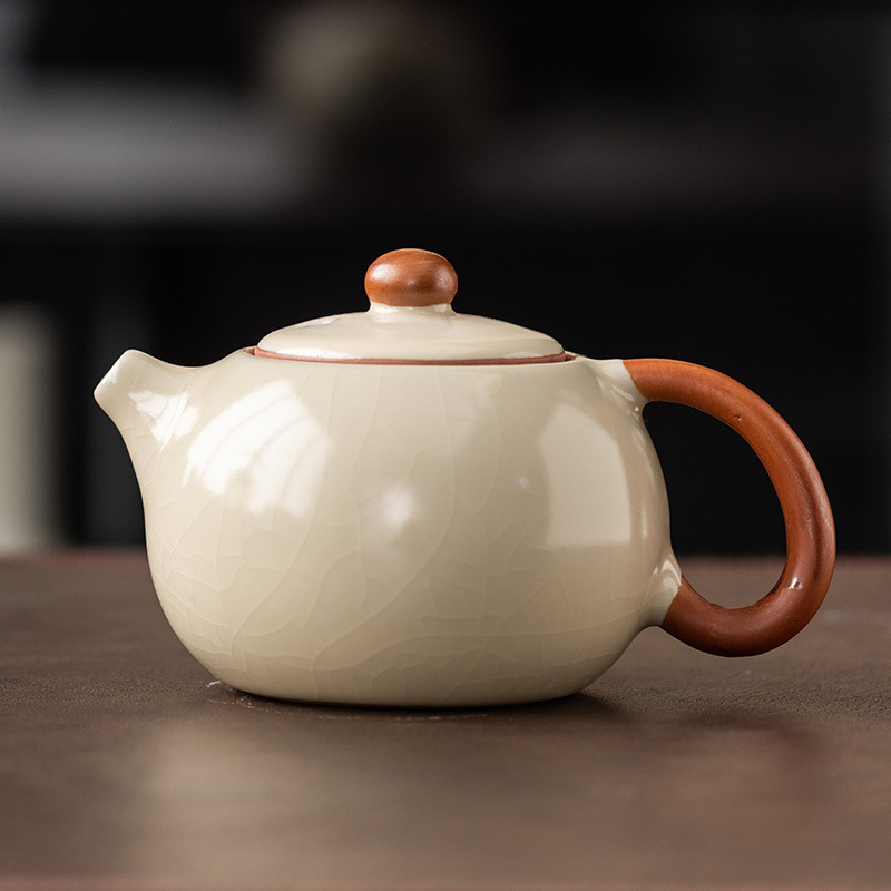 Ceainic Ruyao bej, 2024 model nou, set Kung Fu pentru ceai, stil Xishi, ceramic pentru uz casnic