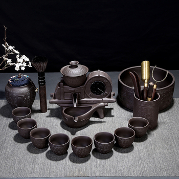 Set Gongfu din lut Yixing semi-automat pentru uz casnic, cu râșniță din piatră.