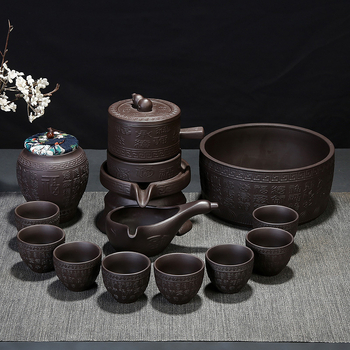 Set Gongfu din lut Yixing semi-automat pentru uz casnic, cu râșniță din piatră.