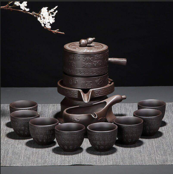 Set Gongfu din lut Yixing semi-automat pentru uz casnic, cu râșniță din piatră.