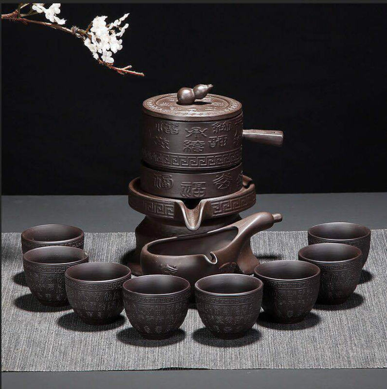 Set Gongfu din lut Yixing semi-automat pentru uz casnic, cu râșniță din piatră.