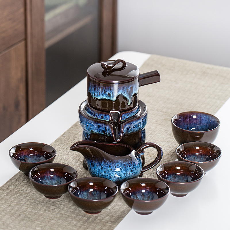 Set Gongfu din lut Yixing semi-automat pentru uz casnic, cu râșniță din piatră.