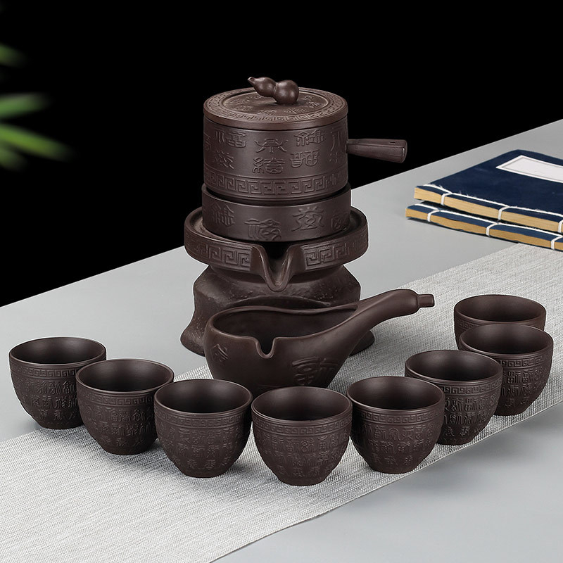 Set Gongfu din lut Yixing semi-automat pentru uz casnic, cu râșniță din piatră.