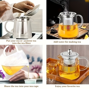 Cană de ceai din sticlă borosilicată rezistentă la căldură, cu strecurător, transparentă, în mărimi mari și mici