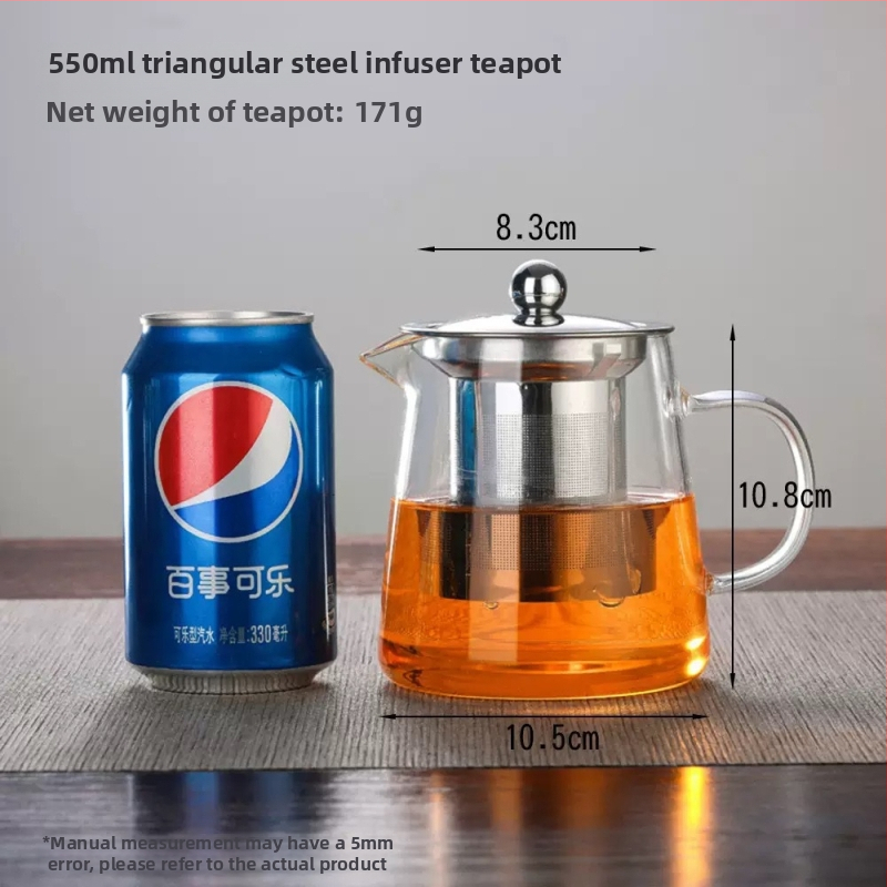 Cană de ceai din sticlă borosilicată rezistentă la căldură, cu strecurător, transparentă, în mărimi mari și mici