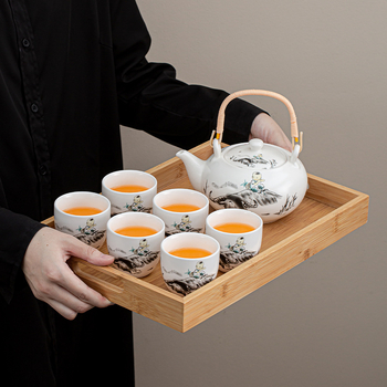 Ceainic ceramic cu mâner de ridicare – set de ceai pentru afaceri, cadou pentru evenimente corporative cu personalizare logo