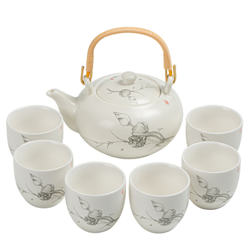 Ceainic ceramic cu mâner de ridicare – set de ceai pentru afaceri, cadou pentru evenimente corporative cu personalizare logo