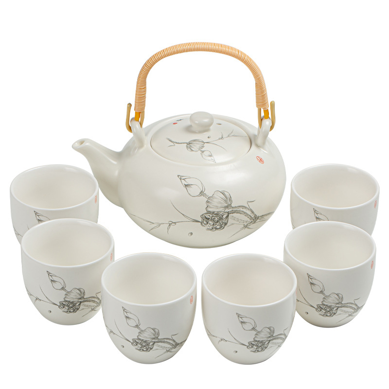 Ceainic ceramic cu mâner de ridicare – set de ceai pentru afaceri, cadou pentru evenimente corporative cu personalizare logo