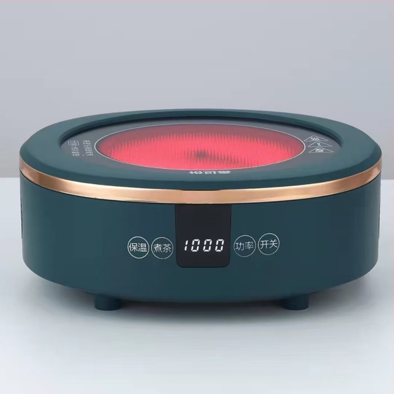 Ceainic din sticlă borosilicat cu mâner din lemn, capacitate mare, rezistent la temperaturi înalte, pentru plită electrică