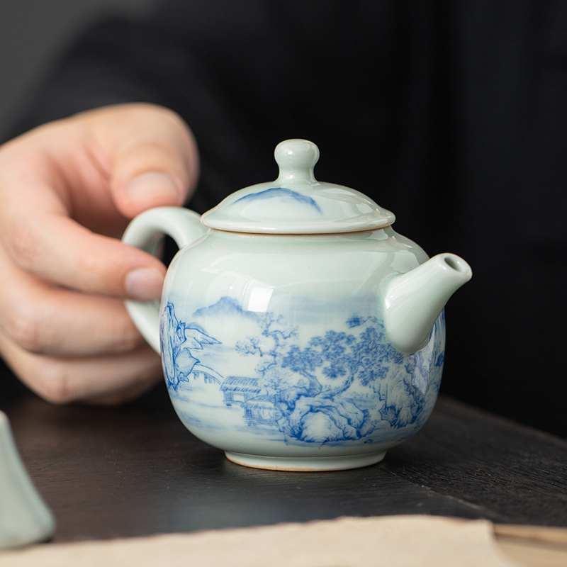 Set Gongfu pentru ceai cu bol din lut antic acoperit, ceainic și cești – cutie cadou