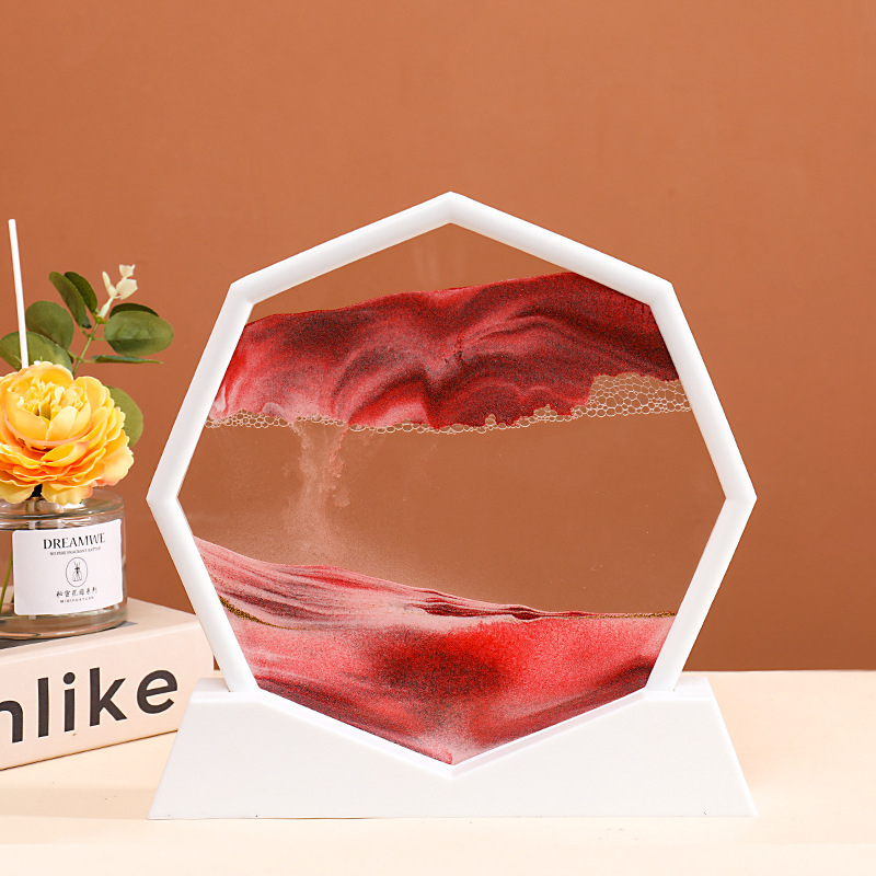 Pictură 3D cu nisip curgător și clepsidră — decor pentru casă, peisaj, cadou artizanal